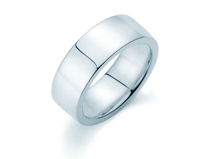 Ring for men Modern 8mm in 14K white gold polished