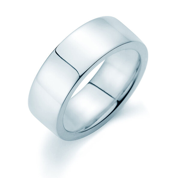 Ring for men Modern 8mm in 14K white gold polished