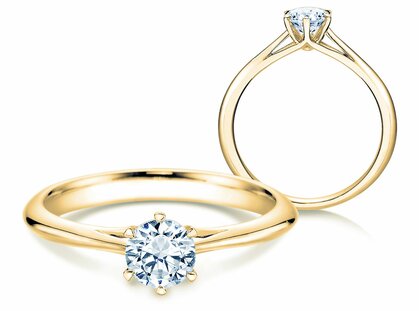 Engagement ring Heaven 6 in 18K yellow gold with lab-grown diamond 0.50ct E/VS