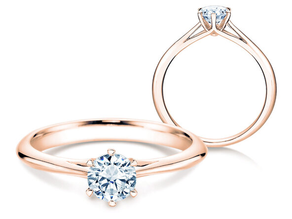 Engagement ring Heaven 6 in 14K rosé gold with lab-grown diamond 0.50ct E/VS