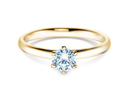 Engagement ring Classic 6 in 14K yellow gold with lab-grown diamond 0.50ct E/VS