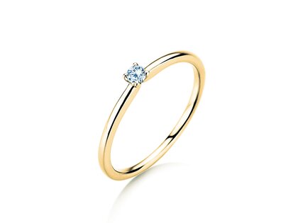 Engagement ring Classic 4 in 14K yellow gold with diamond 0.05ct H/SI
