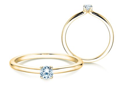 Engagement ring Classic 4 in 14K yellow gold with diamond 0.15ct H/SI