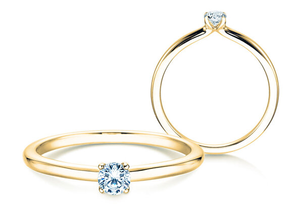 Engagement ring Classic 4 in 14K yellow gold with diamond 0.15ct H/SI
