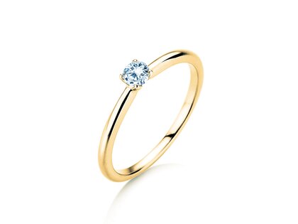 Engagement ring Classic 4 in 14K yellow gold with diamond 0.15ct H/SI