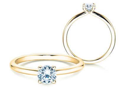 Engagement ring Classic 4 in 14K yellow gold with diamond 0.40ct G/SI