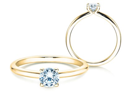 Engagement ring Classic 4 in 9K yellow gold with diamond 0.30ct G/SI