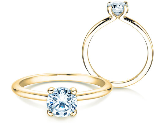 Engagement ring Classic 4 in 14K yellow gold with lab-grown diamond 0.75ct E/VS