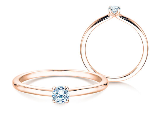 Engagement ring Classic 4 in 9K rosé gold with diamond 0.15ct H/SI