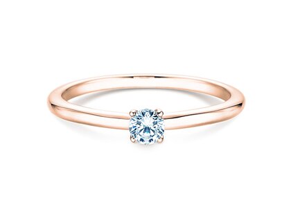 Engagement ring Classic 4 in 9K rosé gold with diamond 0.15ct H/SI