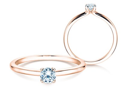 Engagement ring Classic 4 in 9K rosé gold with diamond 0.25ct H/SI