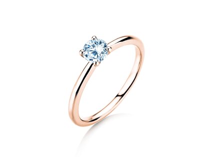 Engagement ring Classic 4 in 18K rosé gold with diamond 0.40ct H/SI