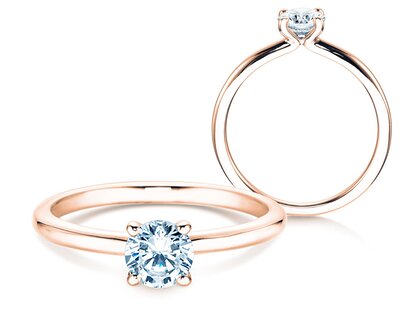 Engagement ring Classic 4 in 18K rosé gold with diamond 0.50ct H/SI