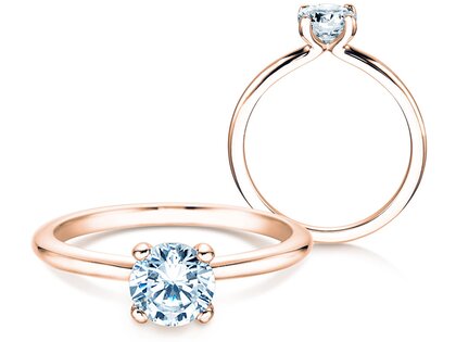 Engagement ring Classic 4 in 18K rosé gold with diamond 0.75ct G/IF