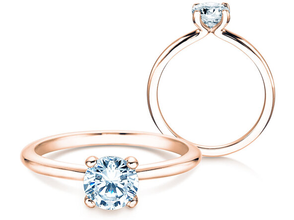 Engagement ring Classic 4 in 18K rosé gold with diamond 0.75ct G/IF