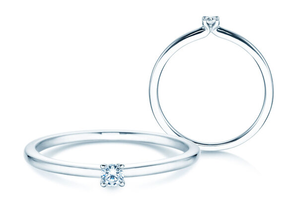 Engagement ring Classic 4 in 14K white gold with diamond 0.05ct H/SI