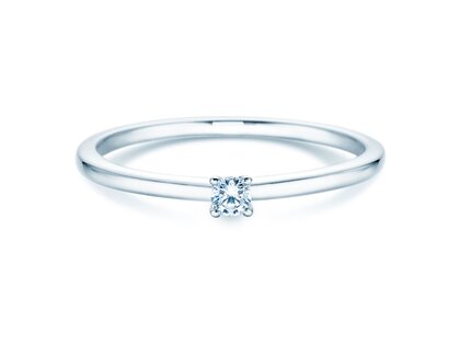Engagement ring Classic 4 in 14K white gold with diamond 0.05ct H/SI