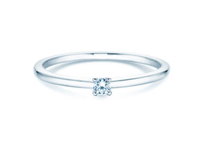 Engagement ring Classic 4 in 14K white gold with diamond 0.05ct H/SI