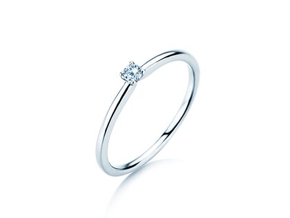 Engagement ring Classic 4 in 14K white gold with diamond 0.05ct H/SI