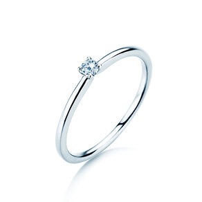 Engagement ring Classic 4 in 14K white gold with diamond 0.05ct H/SI