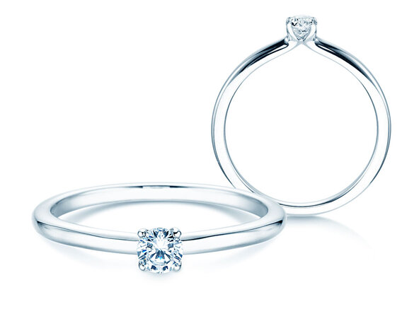 Engagement ring Classic 4 in silver 925/- with diamond 0.15ct H/SI