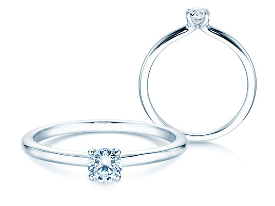 Engagement ring Classic 4 in 9K white gold with diamond 0.25ct H/SI