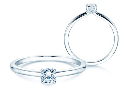 Engagement ring Classic 4 in 9K white gold with diamond 0.20ct H/SI