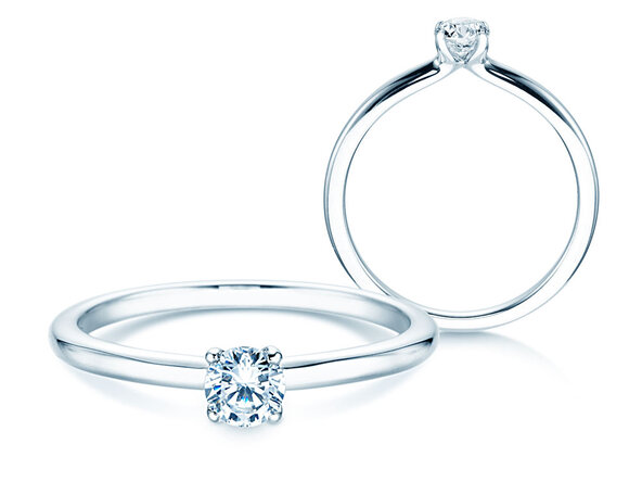 Engagement ring Classic 4 in 9K white gold with diamond 0.20ct H/SI