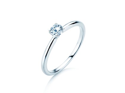 Engagement ring Classic 4 in 9K white gold with diamond 0.20ct H/SI