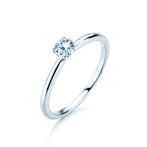 Engagement ring Classic 4 in 9K white gold with diamond 0.20ct H/SI