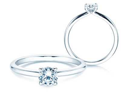 Engagement ring Classic 4 in 14K white gold with diamond 0.40ct H/SI