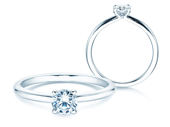 Engagement ring Classic 4 in 14K white gold with diamond 0.40ct H/SI