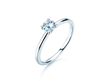Engagement ring Classic 4 in 14K white gold with diamond 0.40ct H/SI