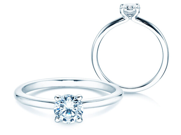 Engagement ring Classic 4 in 14K white gold with lab-grown diamond 0.50ct E/VS