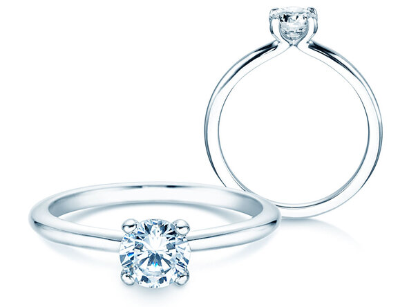 Engagement ring Classic 4 in 9K white gold with diamond 0.60ct H/SI