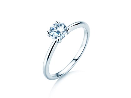 Engagement ring Classic 4 in 9K white gold with diamond 0.60ct H/SI