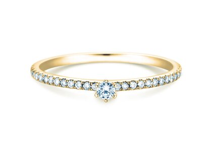 Engagement ring Classic Pavé in 18K yellow gold with diamonds 0.20ct G/SI