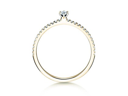 Engagement ring Classic Pavé in 18K yellow gold with diamonds 0.20ct G/SI