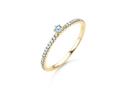 Engagement ring Classic Pavé in 18K yellow gold with diamonds 0.20ct G/SI