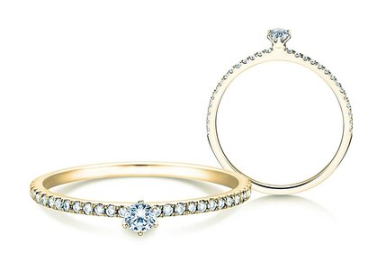 Engagement ring Classic Pavé in 14K yellow gold with diamonds 0.30ct G/SI