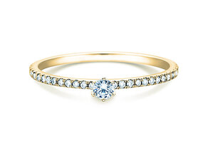 Engagement ring Classic Pavé in 18K yellow gold with diamonds 0.30ct G/SI
