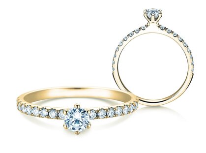 Engagement ring Classic Pavé in 18K yellow gold with diamonds 0.50ct G/SI