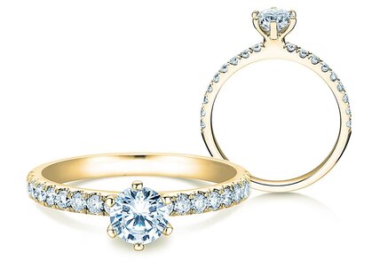 Engagement ring Classic Pavé in 14K yellow gold