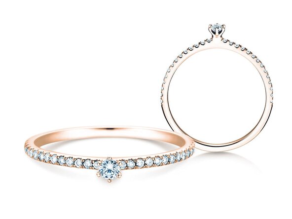 Engagement ring Classic Pavé in 18K rosé gold with diamonds 0.20ct G/SI