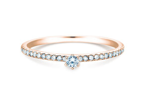 Engagement ring Classic Pavé in 18K rosé gold with diamonds 0.20ct G/SI