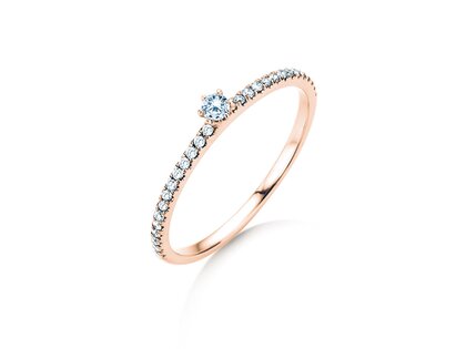 Engagement ring Classic Pavé in 18K rosé gold with diamonds 0.20ct G/SI
