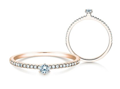 Engagement ring Classic Pavé in 14K rosé gold with diamonds 0.30ct G/SI