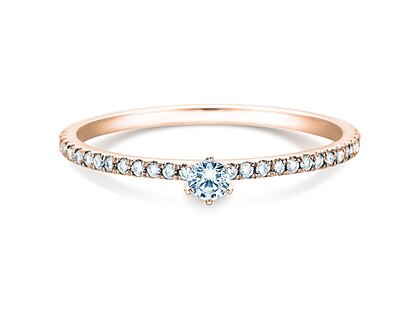 Engagement ring Classic Pavé in 18K rosé gold with diamonds 0.30ct G/SI