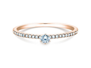 Engagement ring Classic Pavé in 18K rosé gold with diamonds 0.30ct G/SI