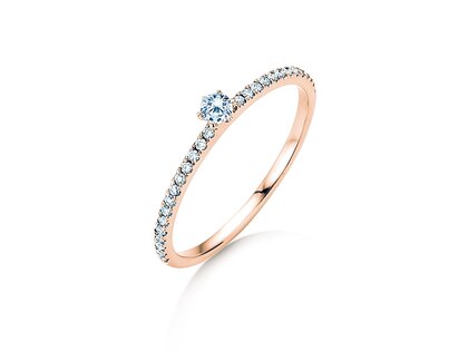 Engagement ring Classic Pavé in 18K rosé gold with diamonds 0.30ct G/SI